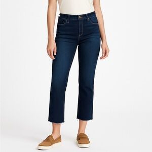 Democracy Absolution stretchy straight leg raw hem denim jeans size 10 dark wash